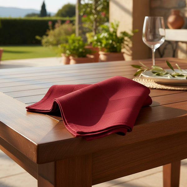 MJS 100% Spun Polyester 2 PLY Table Linens Napkins Satin Band Red - Rifz Textiles Inc