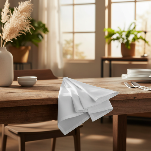 MJS 100% Spun Polyester 2 PLY Table Linens Napkins White - Rifz Textiles Inc
