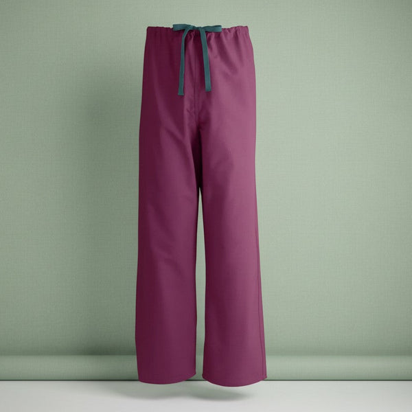 Poplin Weave Reversible Scrubs Bottom in Burgundy color - Rifz Textiles Inc