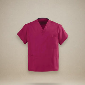 Poplin Weave Reversible Scrubs Top in Burgundy color - Rifz Textiles Inc