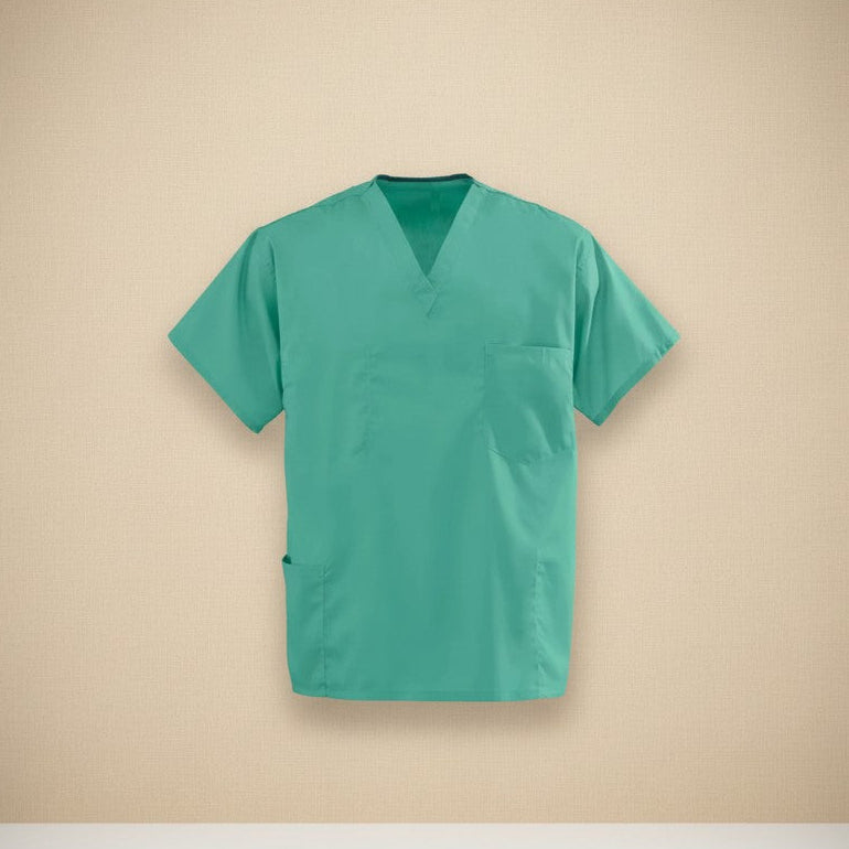 Poplin Weave Reversible Scrubs Top in Ceil Blue color - Rifz Textiles Inc