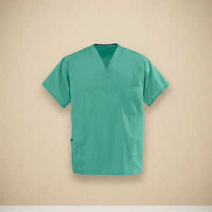 Poplin Weave Reversible Scrubs Top in Jade color - Rifz Textiles Inc