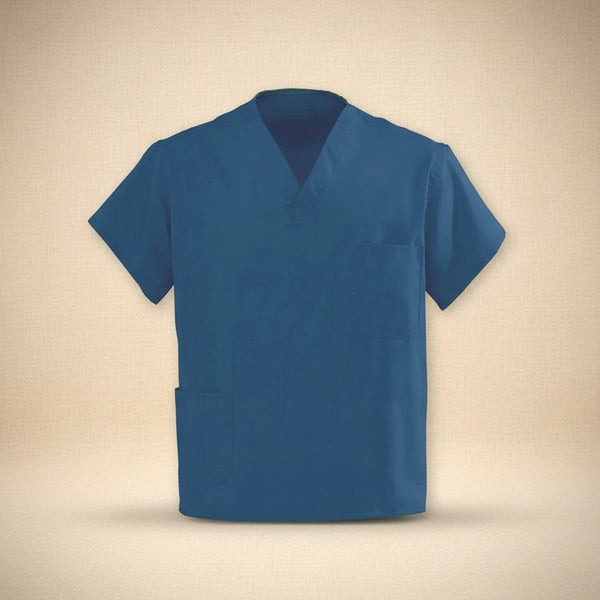 Poplin Weave Reversible Scrubs Top in Navy Blue color - Rifz Textiles Inc