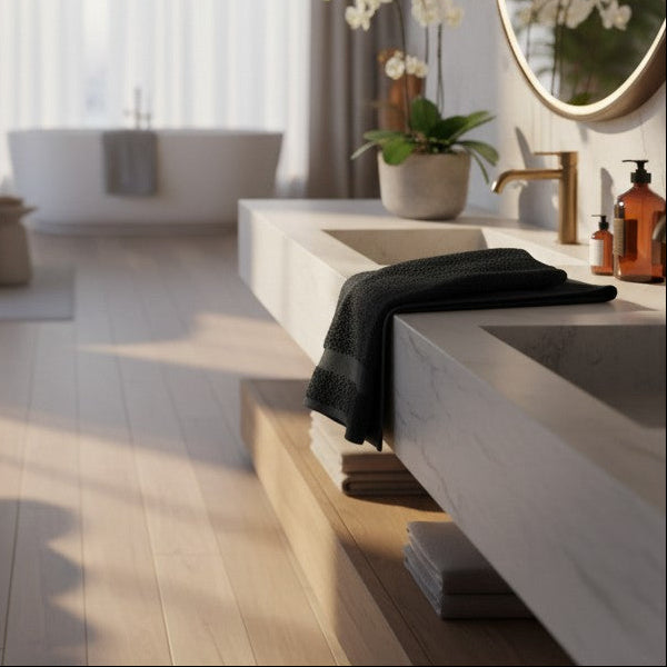 Spa & Salon Collection Charcoal Grey Vat Dyed Cotton Hand Towels By Rifz Textiles 