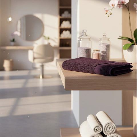 Spa & Salon Collection Eggplant Vat Dyed Cotton Hand Towels By Rifz Textiles 