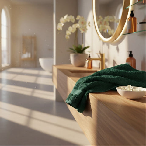 Spa & Salon Collection Hunter Green Vat Dyed Cotton Hand Towels By Rifz Textiles 