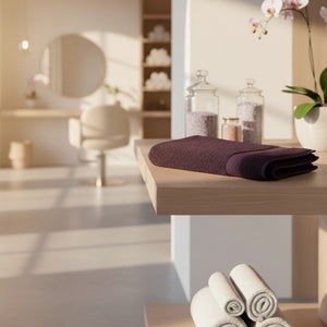 Spa & Salon Collection Eggplant Vat Dyed Cotton Hand Towels By Rifz Textiles 