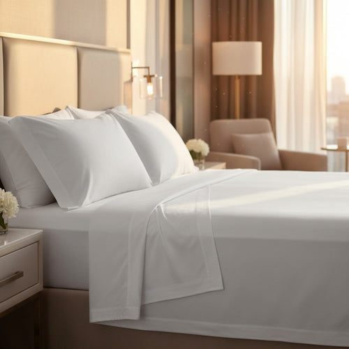 T-200 Cotton Blend White Mercerized Sheets By Rifz Textiles 