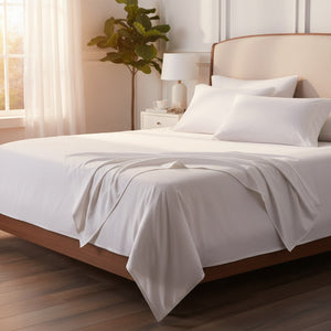 T-200 Cotton Blend White Mercerized Sheets By Rifz Textiles 