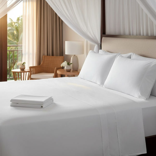 T-200 Cotton Blend White Mercerized Sheets By Rifz Textiles 