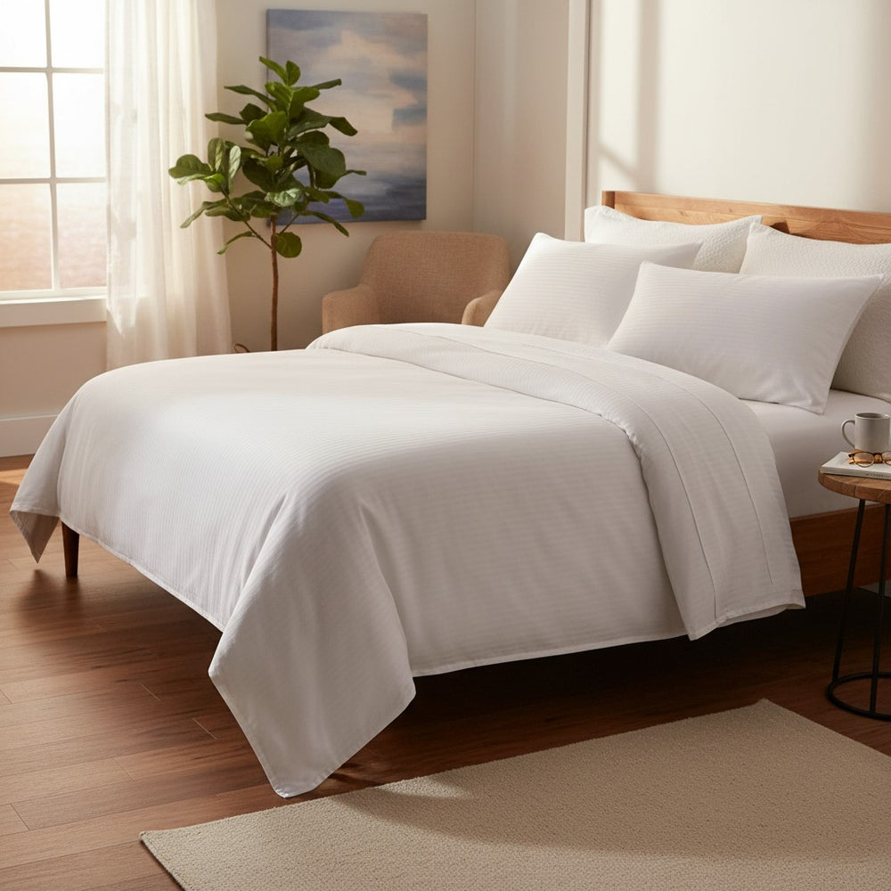 T-250 Blended Collection 5 MM Satin Stripe Bed Sheets - Rifz Textiles Inc