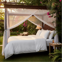 T-250 White Blended 10 MM Satin Stripe Bed Sheets - Rifz Textiles Inc