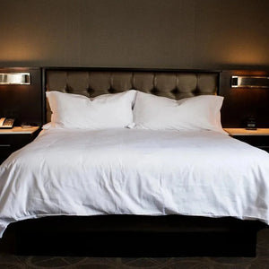 T-250 White Blended 10 MM Satin Stripe Bed Sheets - Rifz Textiles Inc