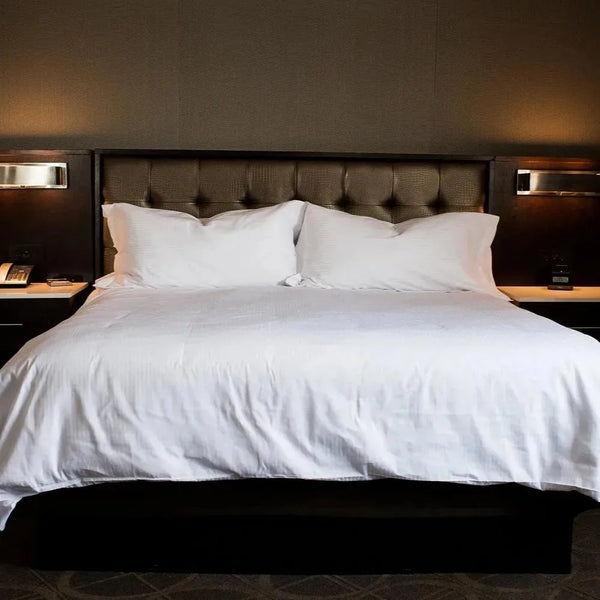 T-250 White Blended 10 MM Satin Stripe Bed Sheets - Rifz Textiles Inc