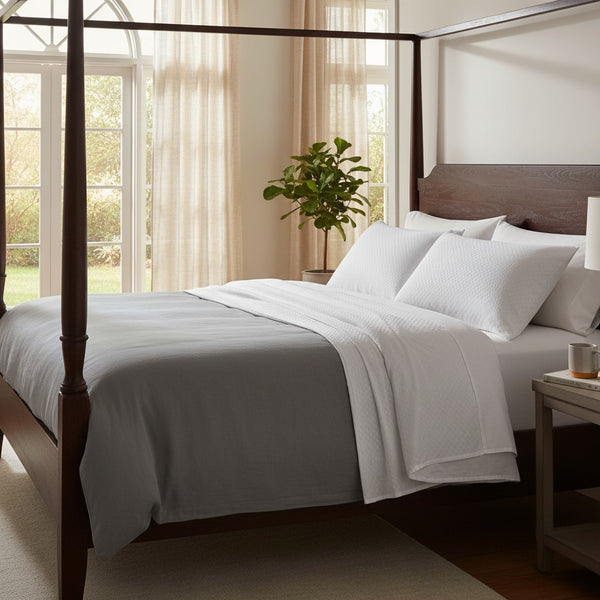 T-300 Micro check Collection White Blended Sheetings - Rifz Textiles Inc