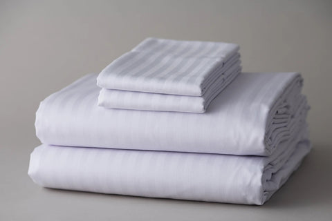 T-310 White Blended 6MM Satin Stripe Sheets - Rifz Textiles Inc
