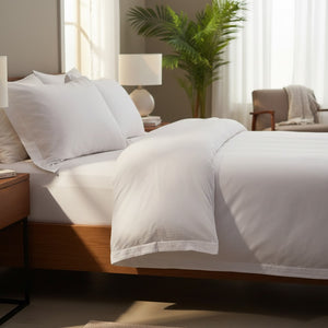 T-310 White Blended 6MM Satin Stripe Duvet Cover and Pillow Sham - Rifz Textiles Inc