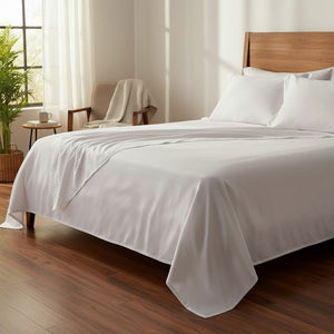 T-310 White Blended 6MM Satin Stripe Bed Sheets - Rifz Textiles Inc