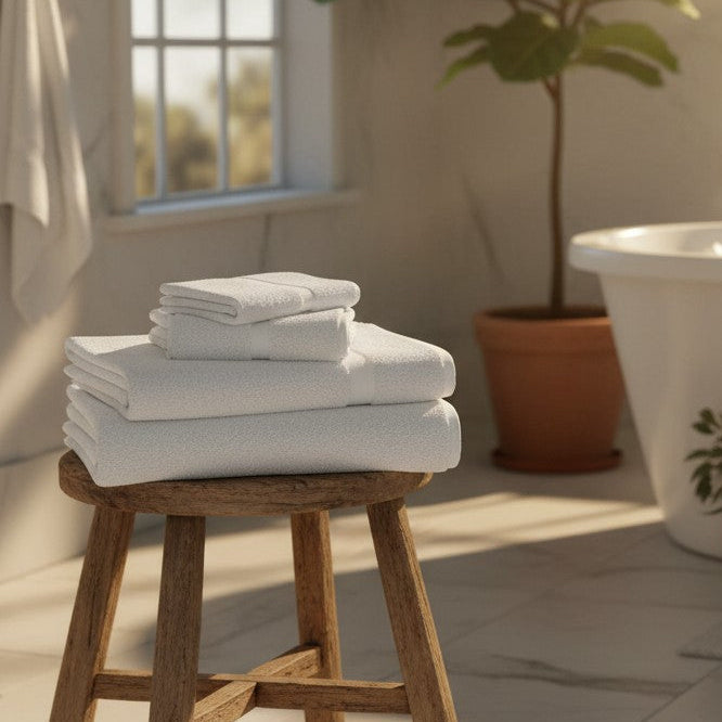 TMC Collection Cotton Blend Ring Spun White Towels By Rifz Textiles