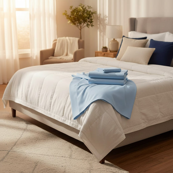 TM Collection T-180 Blended Dyed Sheets Blue - Rifz Textiles Inc