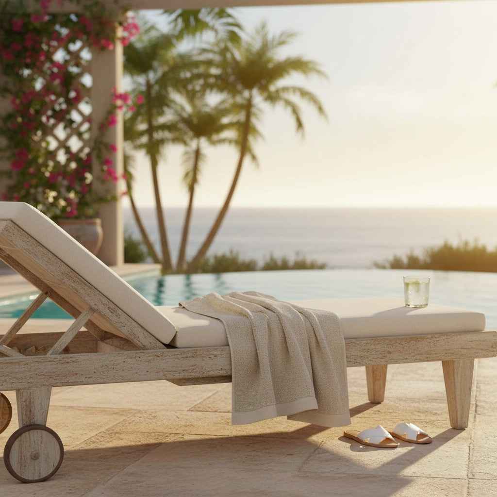 Taupe Color Bleach Safe Luxury Beach Towel - Rifz Textiles