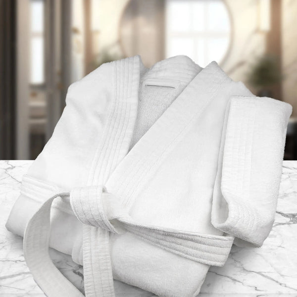 100% Ringspun Cotton White Sheared/Velour Bathrobes - Rifz Textiles Inc