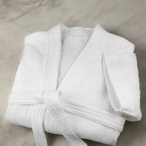 100% Cotton White Terry Kimono Bathrobe - Rifz Textiles Inc