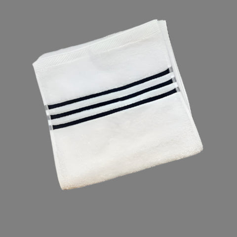 Workout Towels with 3 Horizontal Navy Stripes 12 PK