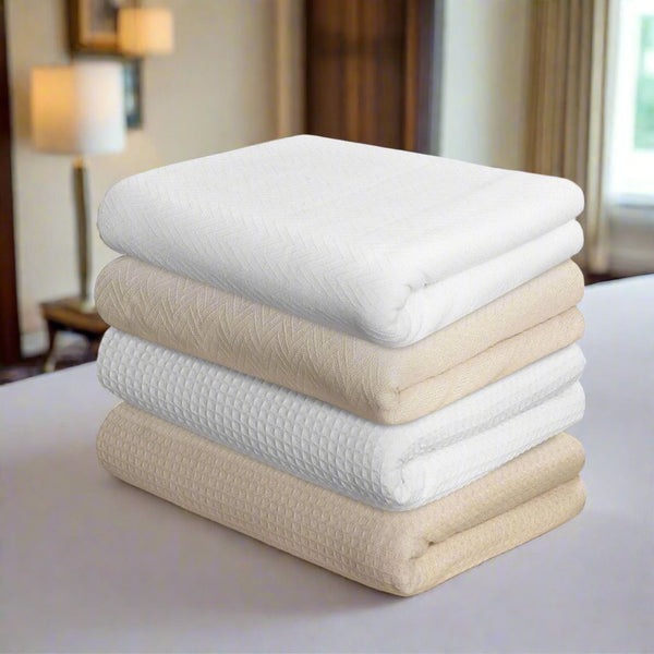 Herringbone & Honeycomb Weave Cotton Thermal Blanket 2 PK - Rifz Textiles Inc