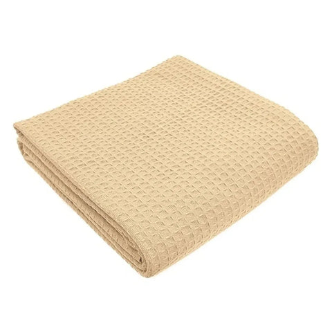 Cotton Honeycomb Weave All Season Blanket  Natural/Beige - Rifz Textiles Inc