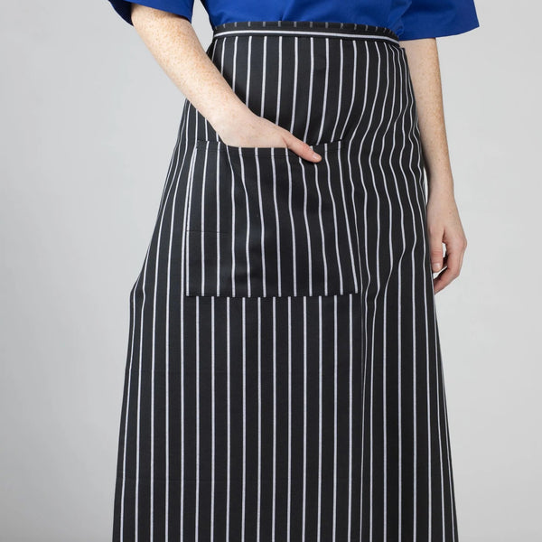 Twill Cotton Blend Full Bistro Aprons with one Pocket Chalk Stripe