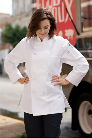 NP Collection Cotton Twill Blend Women Chef Coat White | Rifz Textiles Inc.